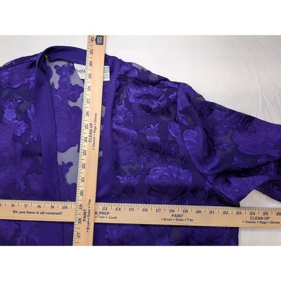 Dark Fairy Purple Floral Burnout Kimono Cardigan Sheer Bohemian Whimsigoth A076 - Picture 8 of 9